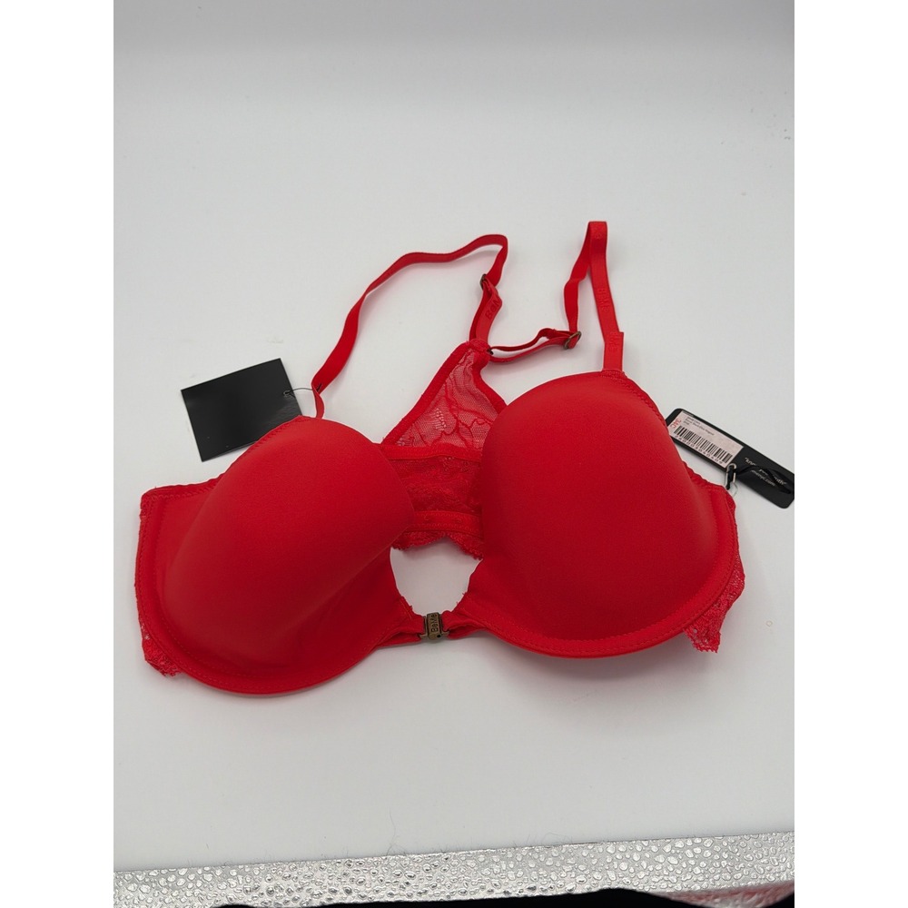 BeMe Red Racerback Lace Front Close Bra 34C BMRT003